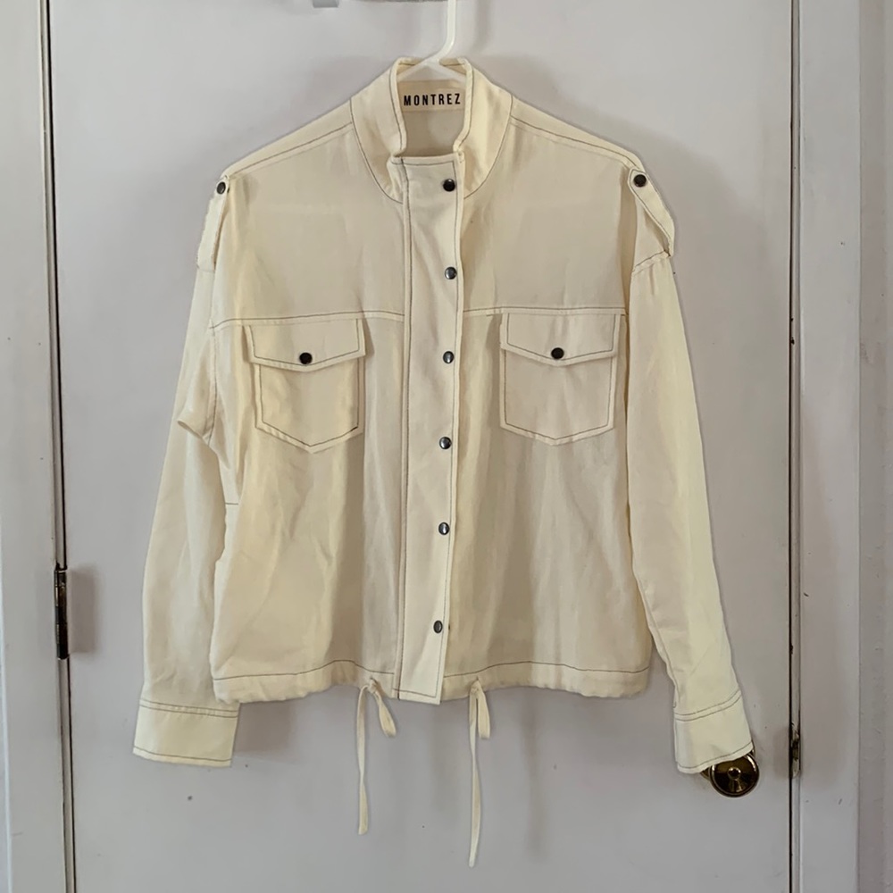Montrez cream ivory linen blend lightweight jacket Size Medium